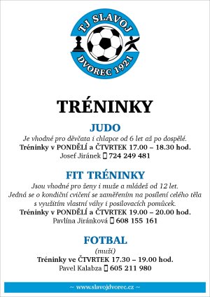 Naše oddíly, tréninky a kontakty