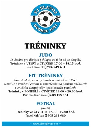 Naše oddíly, tréninky a kontakty